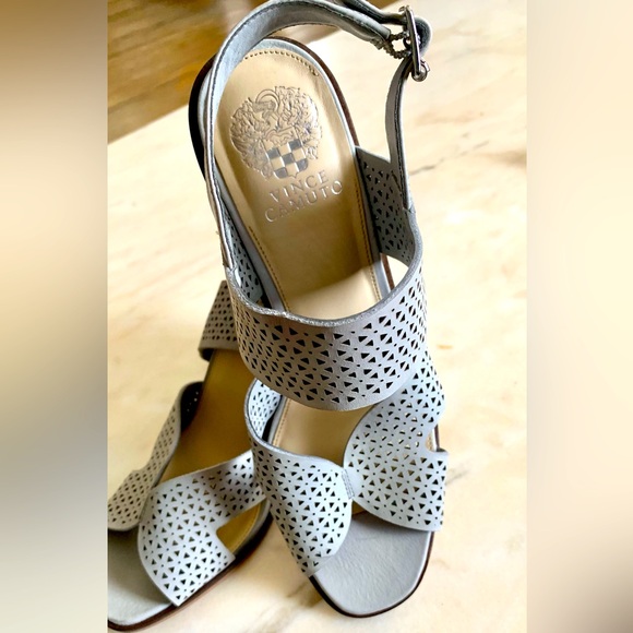 Vince Camuto Perforated Leather. Ankle strap. Wedge  Sandals. - Picture 7 of 8